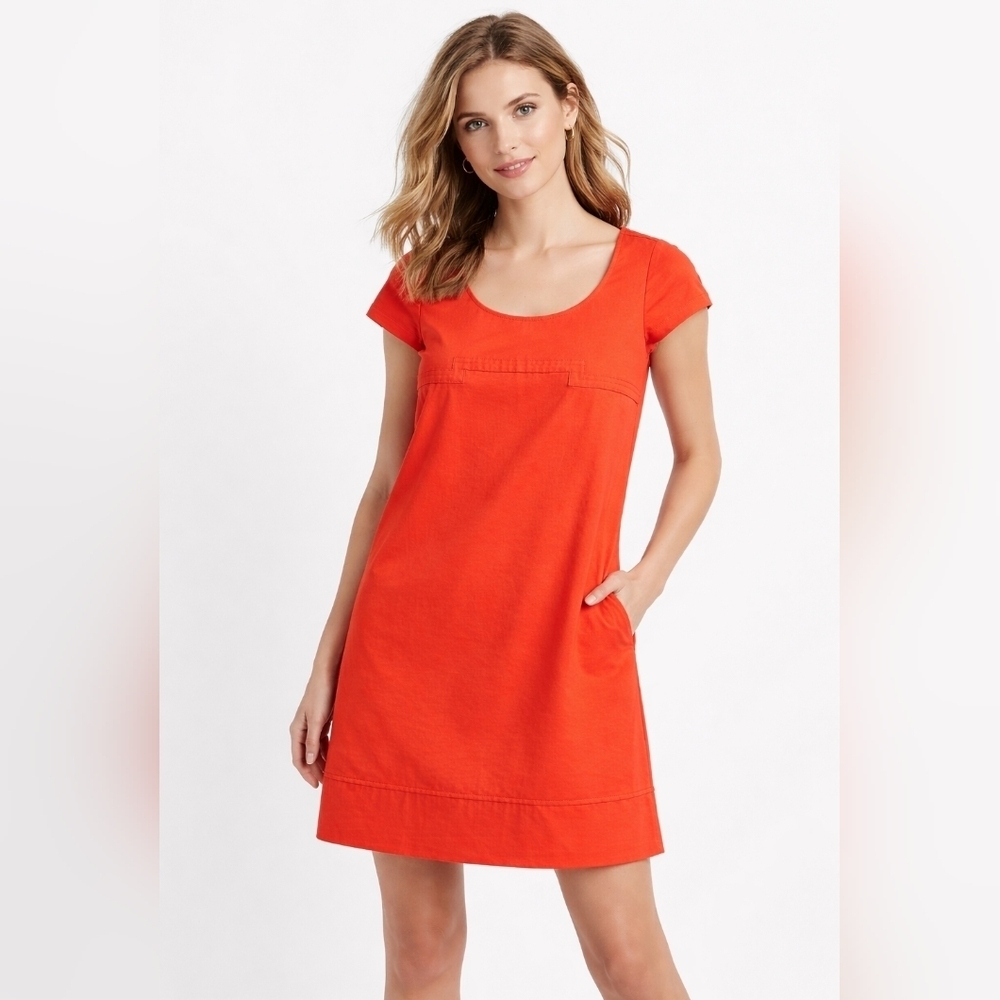 Diane Von Orange Cap Sleeve FURSTENBERG Bright Casual Chic Shift Dres Size 8.